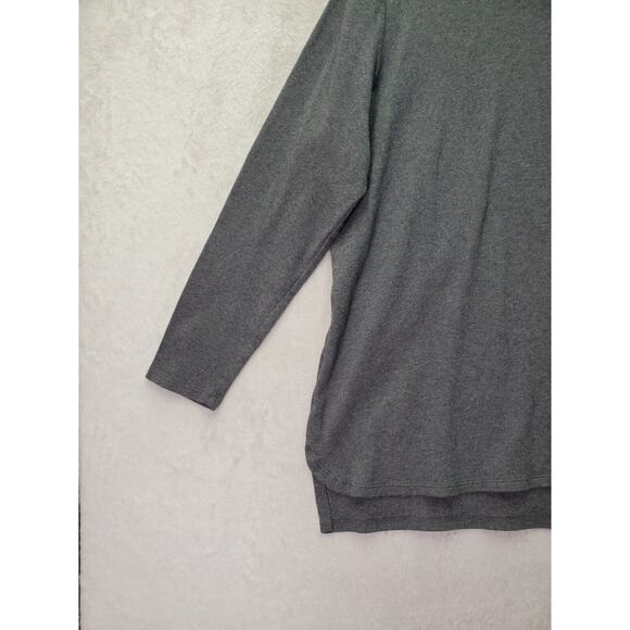 Isaac Mizrahi Live! Top Womens 2X Gray Knit Long Sleeve Turtleneck High Low Slit - Picture 6 of 8